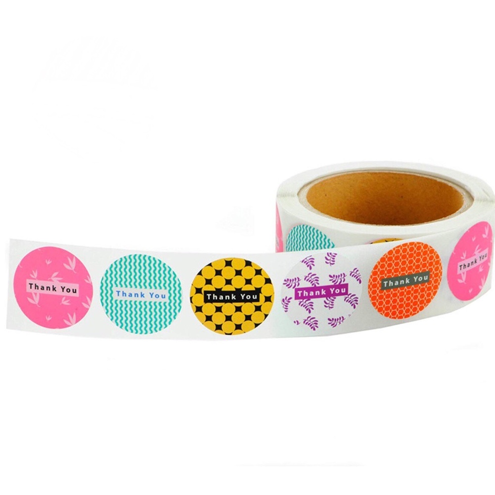 Thank You round stickers. 100 pack. 5 desings.
